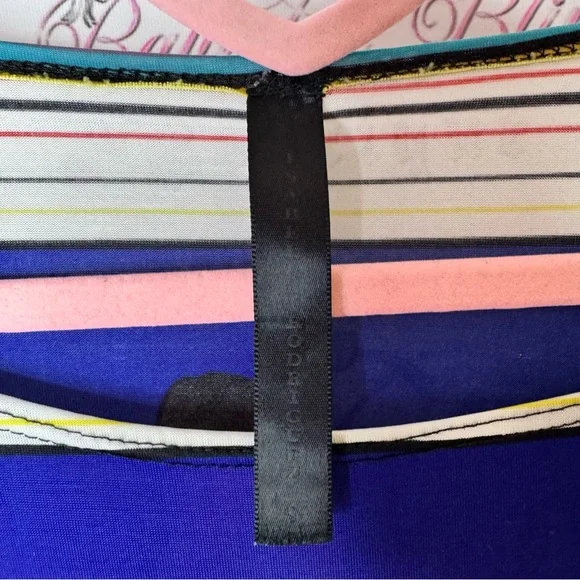 Isabella Rodriguez top peplum striped flower Blue Floral Stripe Blouse - Picture 5 of 7